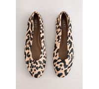 Next Leopard Print Standard/Wide Fit Leather Round Toe Ballerinas Leopard Print 8 EU 42