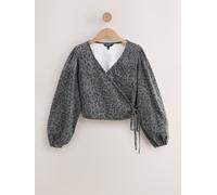 Next Leopard Print Tie Front Wrap Denim Blouse Leopard Print EU 46 Petite (UK 18 P)