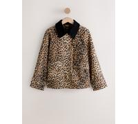 Next Leopard Print Waxy Jacket with Cord Collar