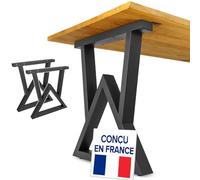 NEXT LEVEL - Pied de Table Metal | 65x74cm, Profil 80x40mm, Métalliques, pour Bois et Verre, Compatible avec des Largeurs de 70, 80, 90 et 100cm - PM-016