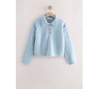 Next Light Blue Boucle Long Sleeve Polo Jumper