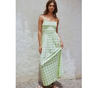 Next Light Green/Cream Maxi Square Neck Shirred Strappy Dress Light Green/Cream XXL Regular (EU 52-54)