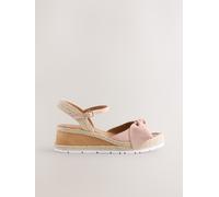 Next Light Pink Extra Wide Fit Suede Bow Espadrilles Platform Wedges