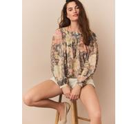 Next Light Pink Vintage Floral Print Square Neck Blouse