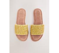 Next Lime Green Leather Standard/Wide Fit Beaded Flower Mules