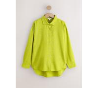 Next Lime Green Linen Blend Long Sleeve Shirt Lime Green EU 40 (UK 12)