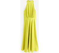 Next Lime Green Textured Satin Halter Sleeveless Midi Dress Lime Green EU 36 (UK 8)