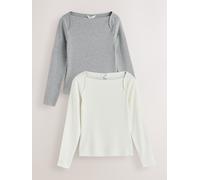 next Long Sleeve Ribbed Boat Neck Tops 2 Pack Gris FR 48 (EU 46)