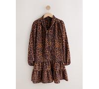 next Long Sleeve Tie Neck Mini Dress Brun FR 42 Tall (EU 40 T)