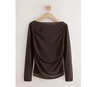 next Long Sleeved Mesh Slash Neck Top Brun FR 44 (EU 42)