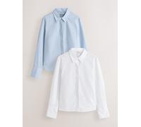 Next Lot de 2 chemises ajustées extensibles indispensables à manches longues Bleu/Blanc EU 36 (UK 8)