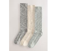 Next Chaussettes beige chiné / vert chiné / noir chiné, Taille 36-41