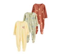 NEXT Lot de 3 pyjamas pour bébé garçon avec fermeture éclair bidirectionnelle, Yellow Farm Animals, 74-80