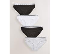 NEXT Femme Culotte Bikini avec Logo, Lot de 4 Blanc/Noir/Gris 40
