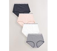 NEXT Femme Culotte couvrante avec Logo, Lot de 4 | Culotte haute, Taille mi-haute