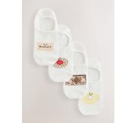 Next White Biscuit Motif Invisible Socks 4 Pack