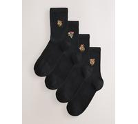 Next Lot de 4 paires de socquettes à motif brodé Noir Un an