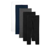 NEXT Lot de 5 leggings (de 3 à 16 ans), noir, bleu marine, gris, blanc, 13 ans