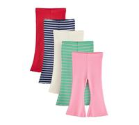 NEXT Lot de 5 leggings évasés pour fille, Vert et rose, 74-80