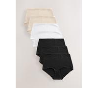 NEXT Femme Culotte couvrante en Coton Majoritaire, Lot de 7 Black/Pastel Rose Nude/White 44