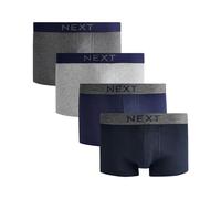 NEXT, Lot de Boxers Essentiels pour Homme, Taille Basse, avec Ceinture Élastique, Lot de 4 x Boxers Gris/Bleu Marine M