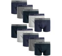 NEXT, Lot de Boxers pour Homme 100% Pur Coton, Coupe Confortable avec Ceinture Élastique, Lot de 10 x Boxers Gris/Bleu Marine XL