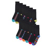 NEXT, Lot de Chaussettes Noires pour Homme, Haute Teneur en Coton, Longueur Cheville, Lot de 12 x Paires de Chaussettes Modèle rayé noir 43