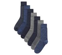 NEXT, Lot de Chaussettes Noires pour Homme, Haute Teneur en Coton, Longueur Cheville, Lot de 7 x Paires de Chaussettes Motif bleu marine/gris 46