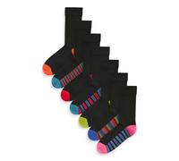 NEXT, Lot de Chaussettes Noires pour Homme, Haute Teneur en Coton, Longueur Cheville, Lot de 7 x Paires de Chaussettes Modèle rayé noir 46