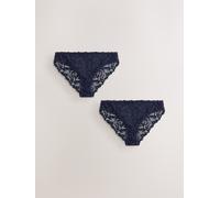 NEXT Femme Culotte échancrée en Dentelle Confortable, Lot de 2 | Taille mi-haute