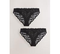 NEXT Femme Culotte échancrée en Dentelle Confortable, Lot de 2 | Taille mi-haute