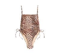 Next Brown Leopard Print Ruched Tummy Control Square Neck Swimsuit