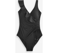 NEXT Femme Maillot de Bain Portefeuille Gainant à Volants Noir 42