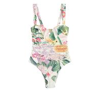 Next Maillot de bain 'Kew Gardens' crème / vert foncé / lilas / orange, Taille XXL