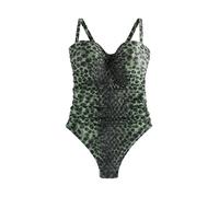 Next Green/Black Leopard Print F-K Ultimate Support Tummy Control Wired Bandeau Swimsuit