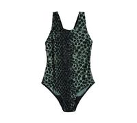 Next Green/Black Leopard Print High Neck Period Swimsuit