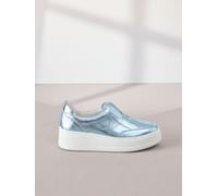 Next Metallic Slip On Signature Leather Chunky Wedge Platform Trainers