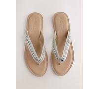 Next Metallic Standard/Wide Fit Beaded Toe Thong Sandals