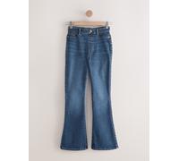 Next Mid Blue High Rise Flexi Fit Pull On Flared Jeans