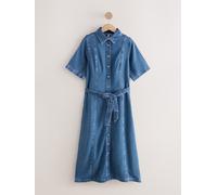 Next Mid Blue N. Premium Short Sleeve Shirt Maxi Dress Mid Blue EU 50 (UK 22)