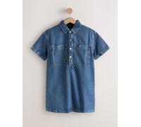 Next Mid Blue Short Sleeve Utility Denim Mini Dress Mid Blue XL Petite (EU 48-50)