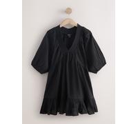 Next Mini robe à col en V et manches bouffantes Noir 44tall