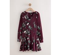 Next Mini robe A-Line à manches longues Rouge bordeaux à fleurs 10 P