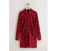 Next Mini robe-chemise froncée à manches longues Vérification rouge/noir 38