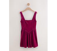 Next Mini-robe en velours à col carré et taille haute Rose FR 50 (EU 48)