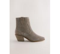 Next Mink Brown Extra Wide Fit Cowboy Block Heel Ankle Boots