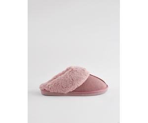 Next Mink Pink Faux Fur Lined Suede Mule Slippers