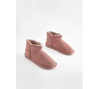 Next Mink Pink Faux Fur Lined Suede Slipper Boots