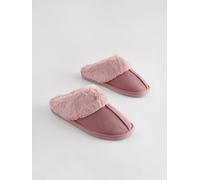 Next Mink Pink Suede Faux Fur Lined Mule Slippers