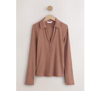 Next Mocha Brown Henley Long Sleeve Button Down Top